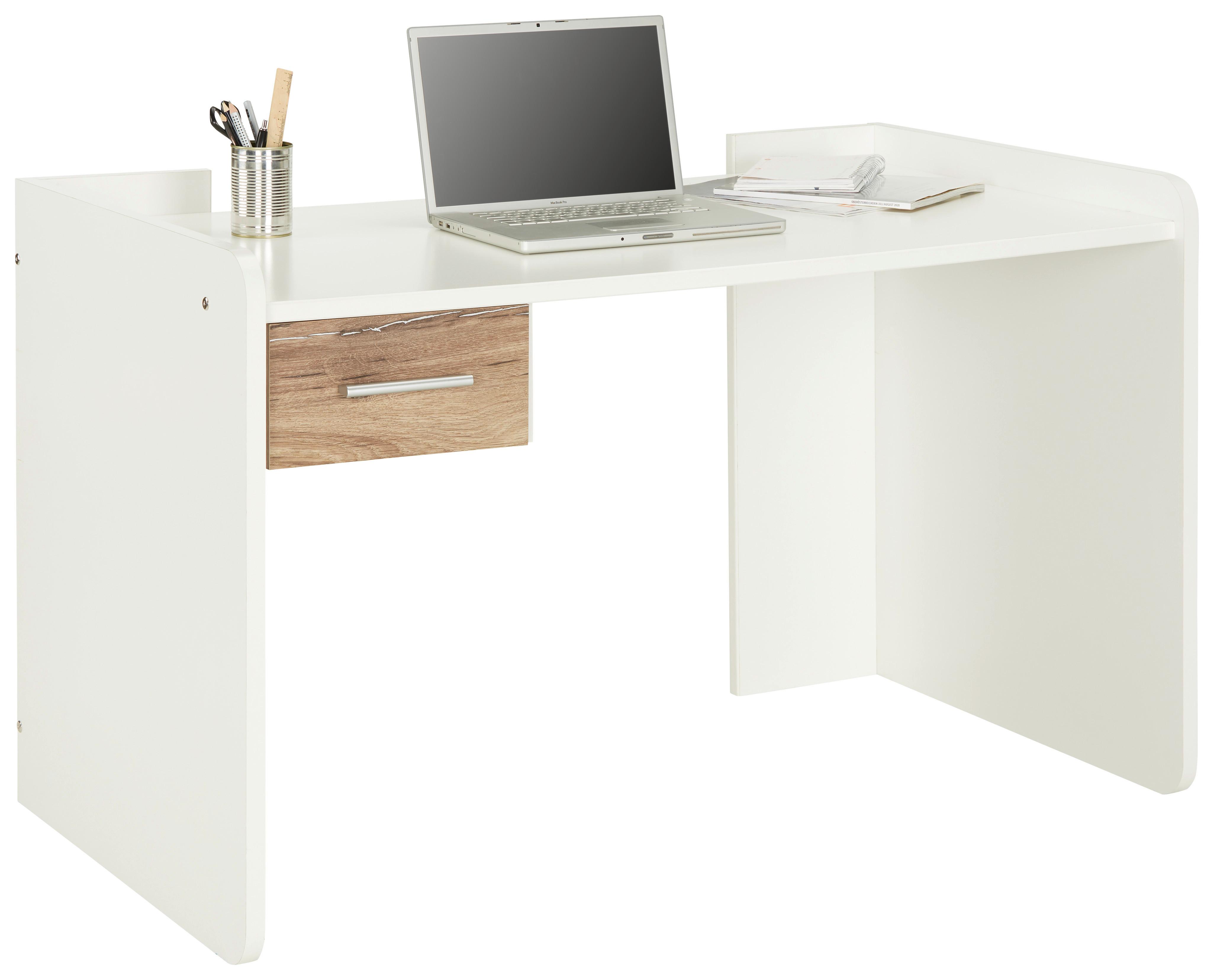 Psací stůl YOUNG dekor bílá/dub Flagstaff - bílá/barvy dubu, Konvenční, kompozitní dřevo/plast (125/77/70cm)