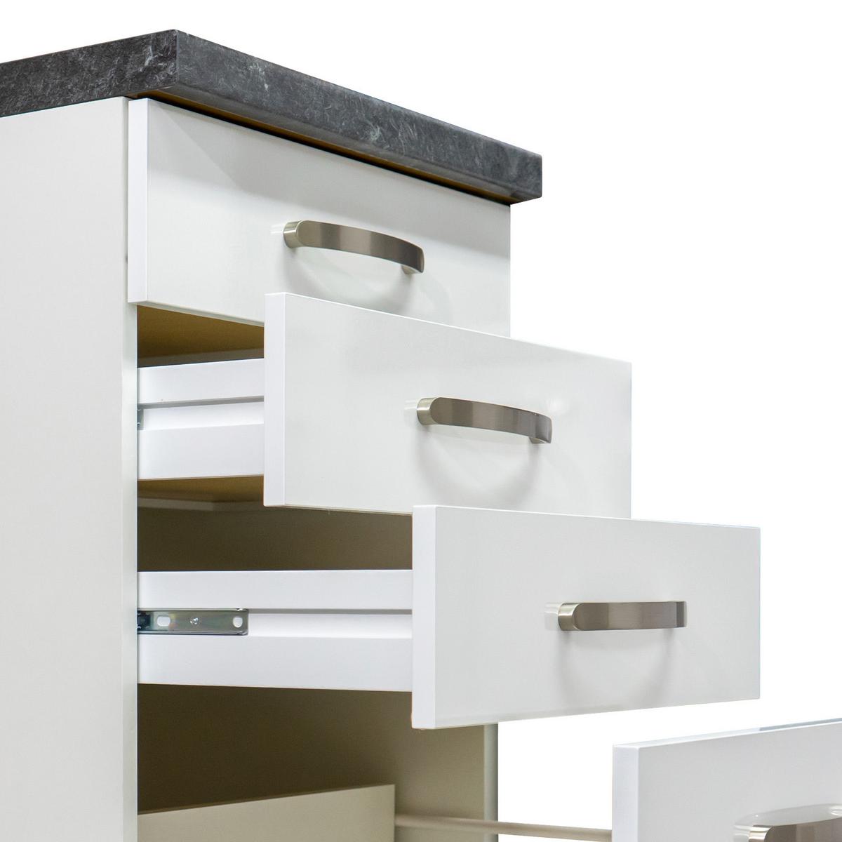 Küchenunterschrank Alba B: 50 cm Weiß/Schiefer mit Laden - Weiß Hochglanz/Weiß, MODERN, Holzwerkstoff (50/86/60cm)