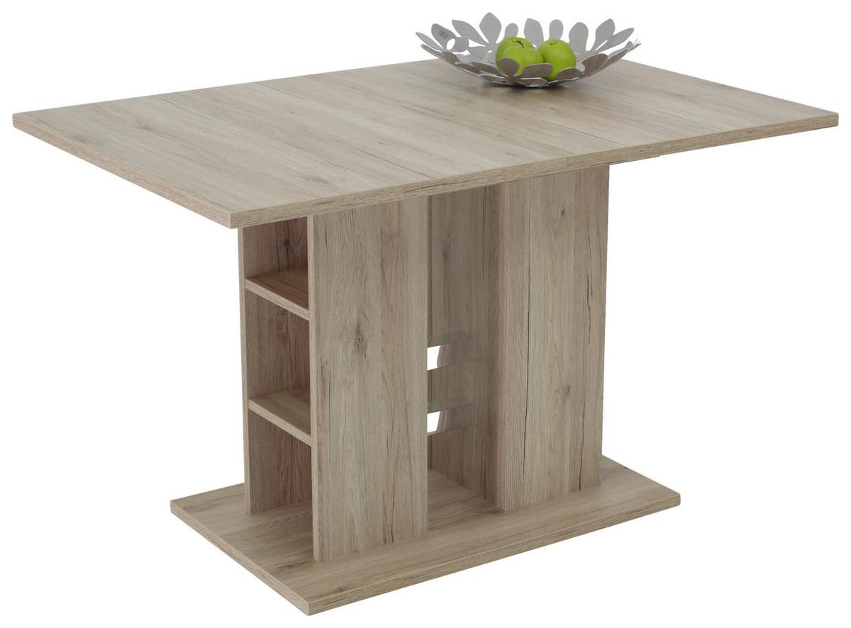 Essgruppe Alina G 5--Teilig. Hellbraun/anthrazit - Chromfarben/Hellbraun, MODERN, Holzwerkstoff/Textil (120-160/80/76cm) - MID.YOU