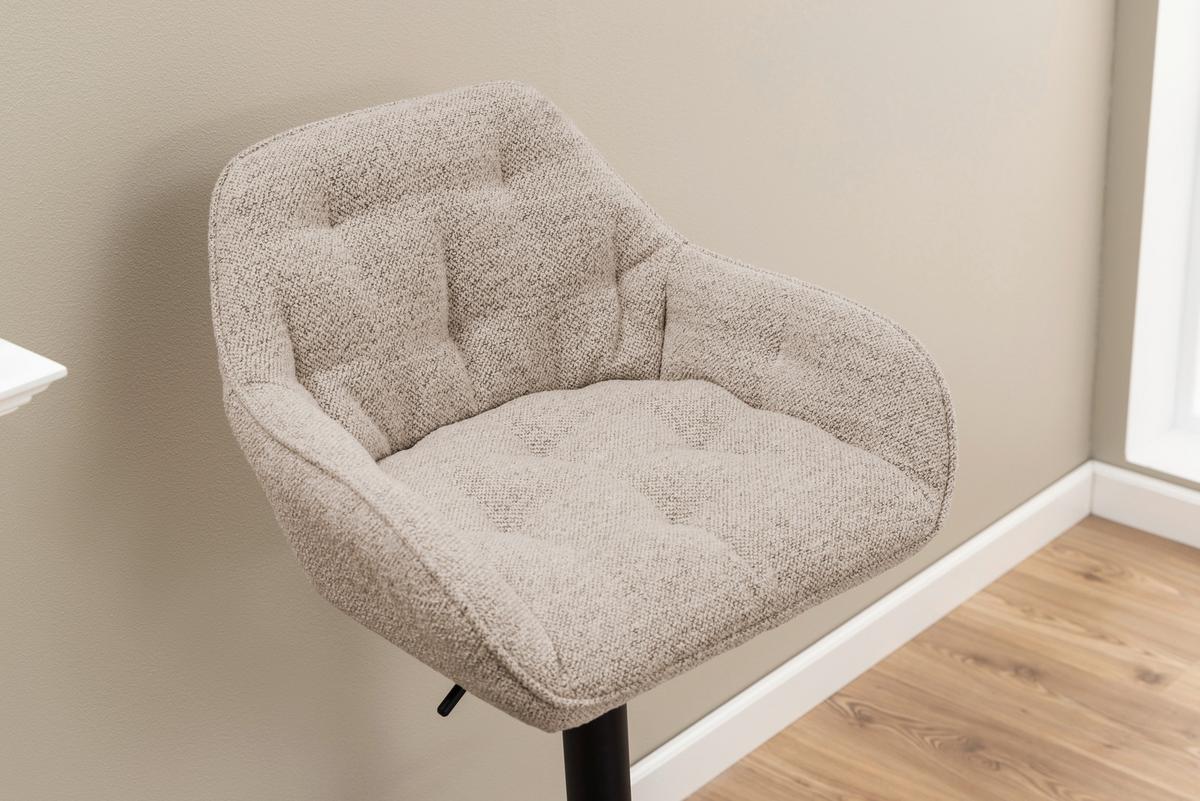 Barhocker höhenverstellbar Brooke Beige - Beige/Schwarz, MODERN, Textil/Metall (52/109/52cm) - MID.YOU