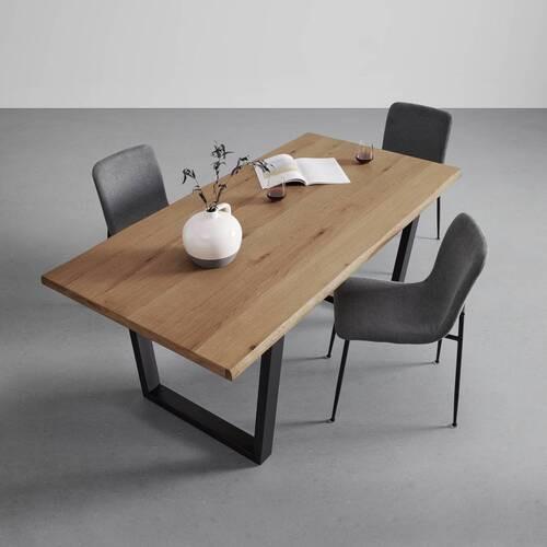 Jídelní Stůl Juno 180x90 Cm - černá/barvy dubu, Moderní, kov/dřevo (180/90/76cm) - Bessagi Home