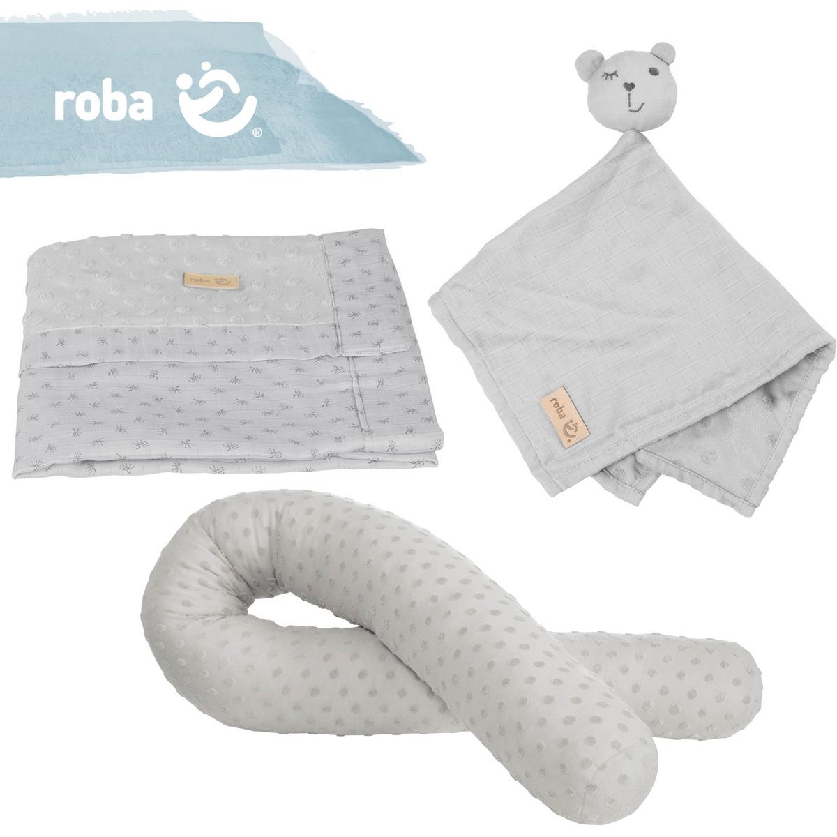Geschenkset silbergrau Kuscheln & Spielen - Hellgrau, MODERN, Textil - Roba