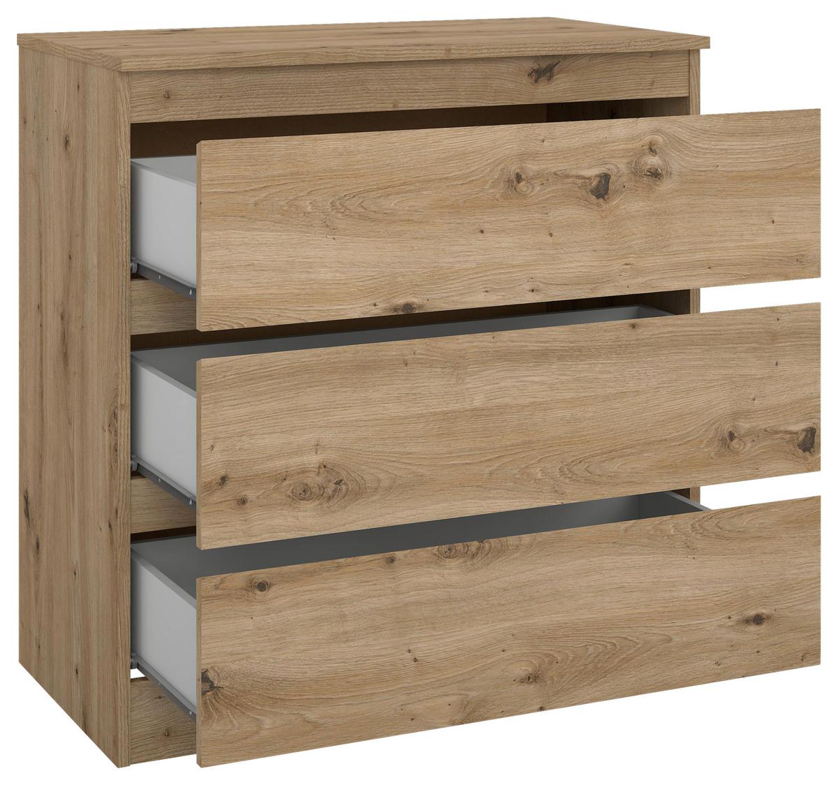 Kommode Mara 2 Artisan B: 77 cm - Weiß/Eiche Artisan, Trend, Holz (77/80,4/42cm)