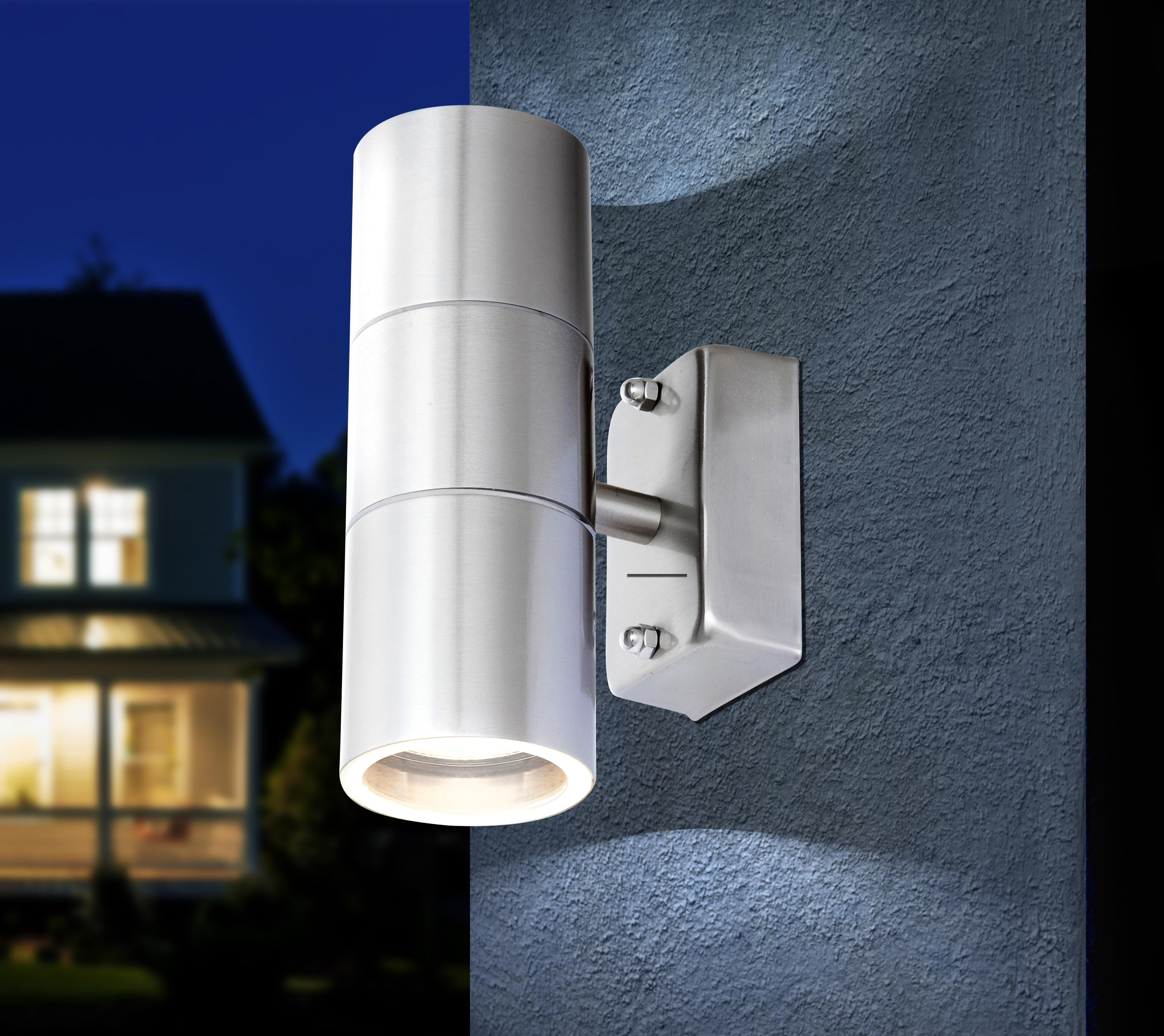 LED-Außenleuchte Style 5 Watt Edelstahl, Wandmontage - Klar/Edelstahlfarben, Basics, Glas/Metall (6/16,5cm) - Globo