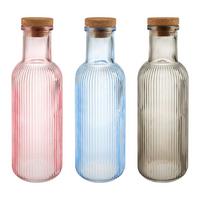 Univerzálna fľaša MARY - CA. 1L - modrá/pink, Konventionell, drevo/sklo (9/27,5cm) - Mömax
