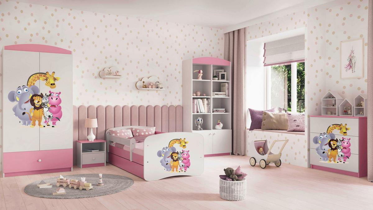 Kinder-/Juniorbett Babydreams inkl. Matratze 80x160 - Pink/Birkefarben, MODERN, Holz/Holzwerkstoff (80/160cm) - MID.YOU