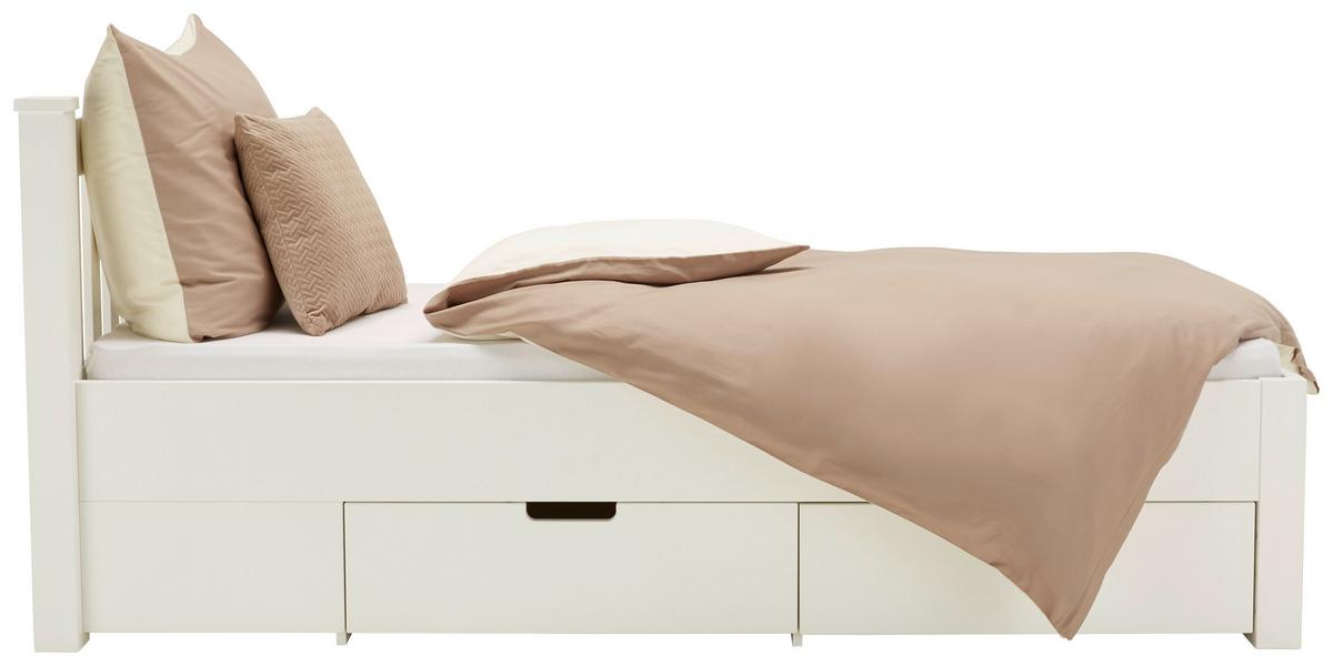 Jednolůžková postel s úložným prostorem Lyon, 90x200 cm - bílá, Romantický / Rustikální, dřevo/kompozitní dřevo (90/200cm) - Zandiara