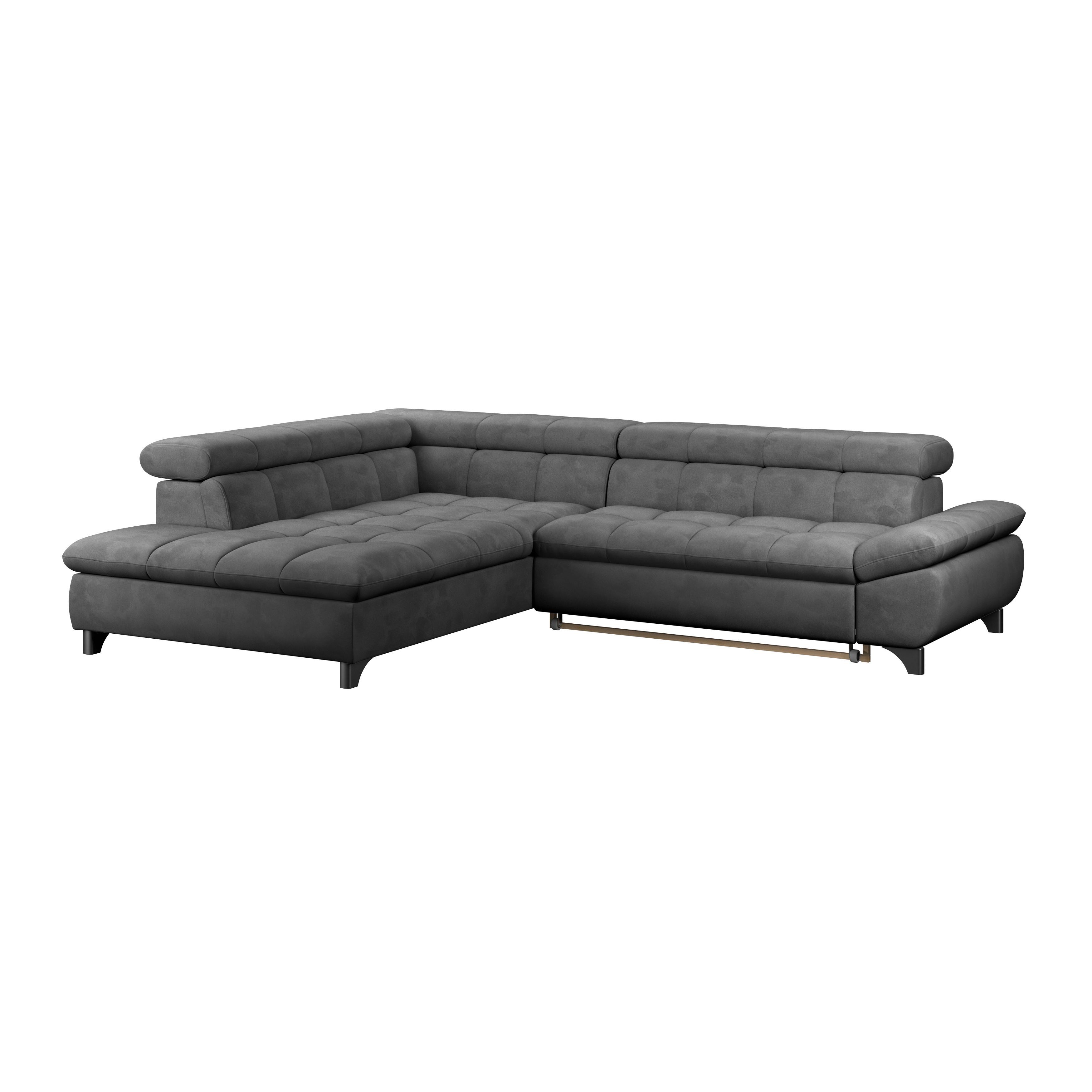 Ecksofa Gemini Dunkelgrau, B: 234cm - Chromfarben/Dunkelgrau, KONVENTIONELL, Textil (234/312cm)