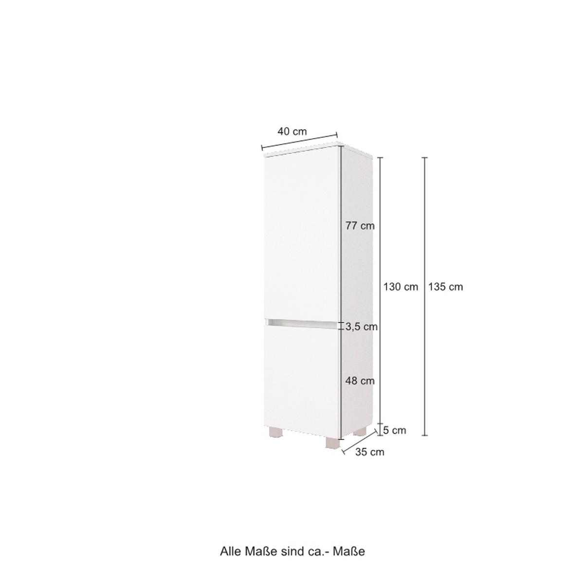 Midischrank Kopenhagen B: 40 cm Grau - Silberfarben/Grau, KONVENTIONELL, Holzwerkstoff (40/130/35cm) - Held