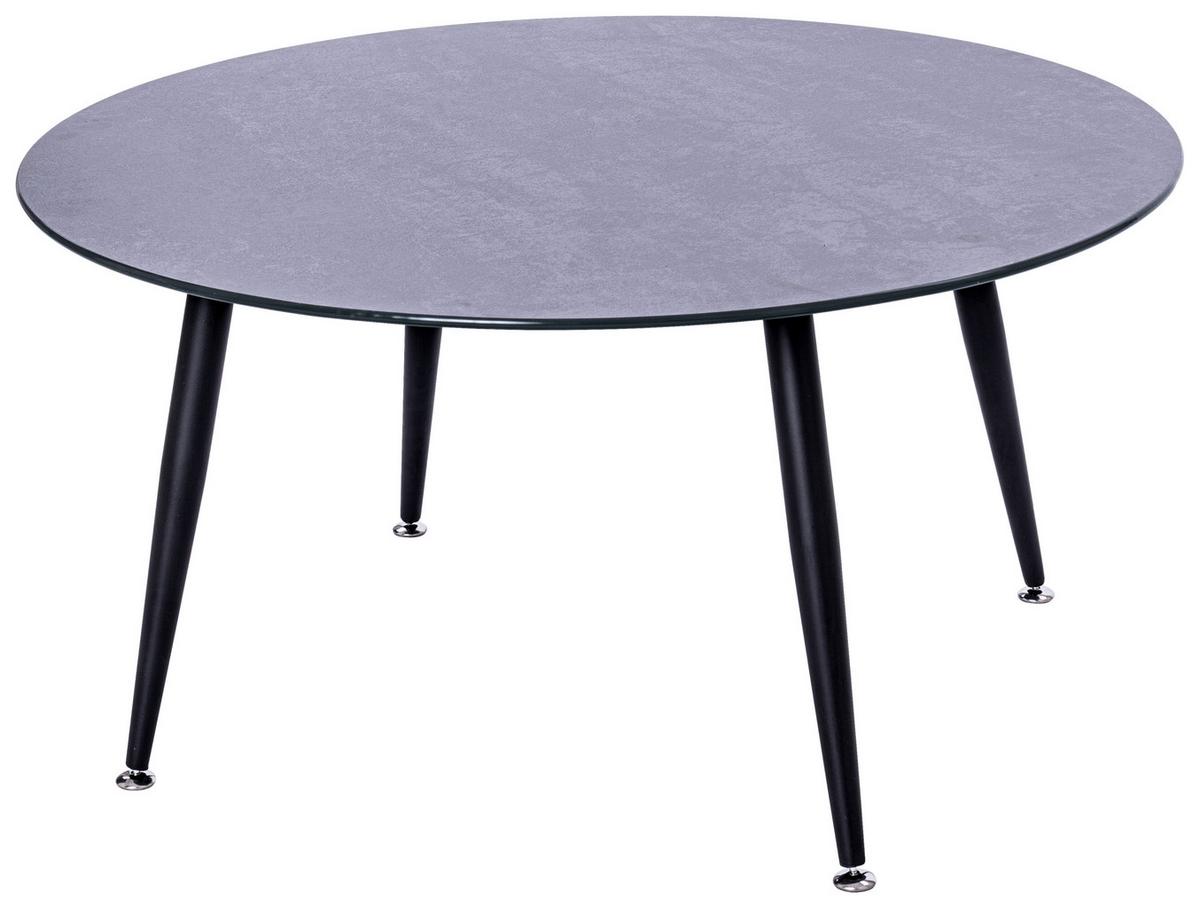 Couchtisch Rund Mit Glasplatte In Zementoptik Anthrazit - Anthrazit/Schwarz, LIFESTYLE, Glas/Metall (80/42cm) - MID.YOU