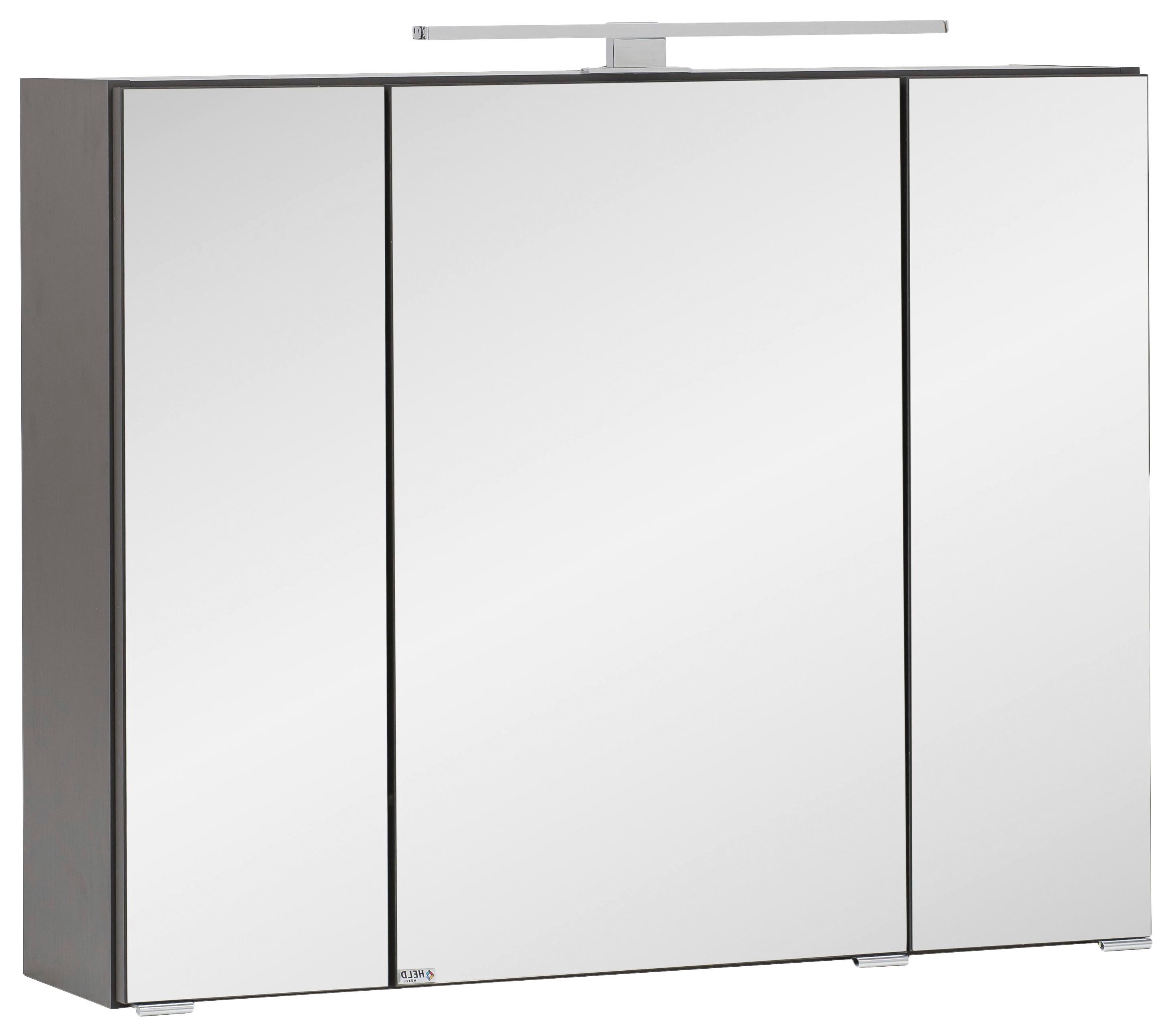 Spiegelschrank Kopenhagen Led 3 Türen 80x64x20 Cm - Graphitfarben, KONVENTIONELL, Glas/Holzwerkstoff (80/64/20cm) - Held