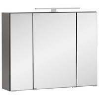 Spiegelschrank Kopenhagen Led 3 Türen 80x64x20 cm - Graphitfarben, KONVENTIONELL, Glas/Holzwerkstoff (80/64/20cm) - Held