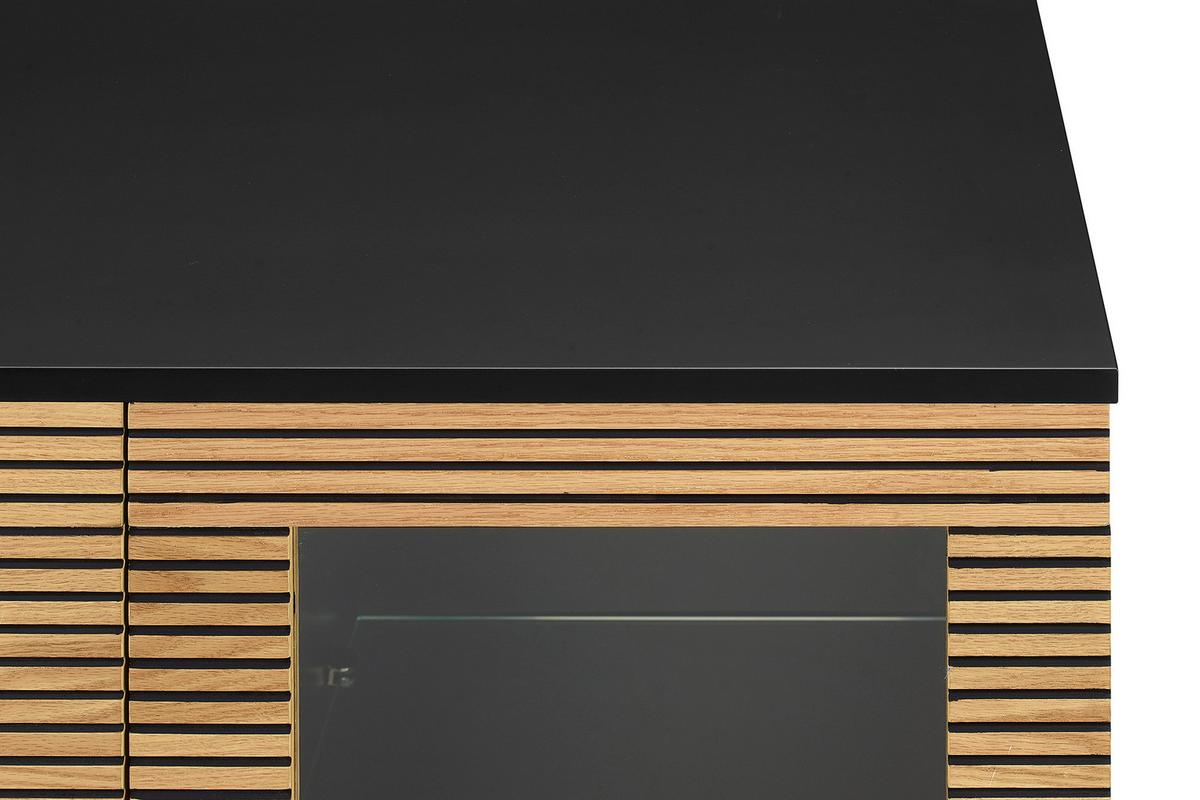 Vitrine Schwarz, Eiche Dekor B: 79cm - Klar/Eichefarben, Design, Glas/Holz (79/179/43cm) - Livetastic