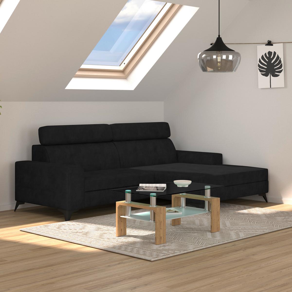 Wohnlandschaft Florida - Anthrazit/Schwarz, MODERN, Holz/Holzwerkstoff (275/175cm)