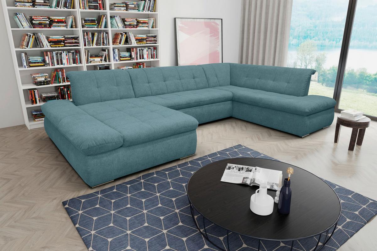 Wohnlandschaft Moric Petrol Mikrofaser - Chromfarben/Petrol, KONVENTIONELL, Textil (172/353/216cm) - MID.YOU