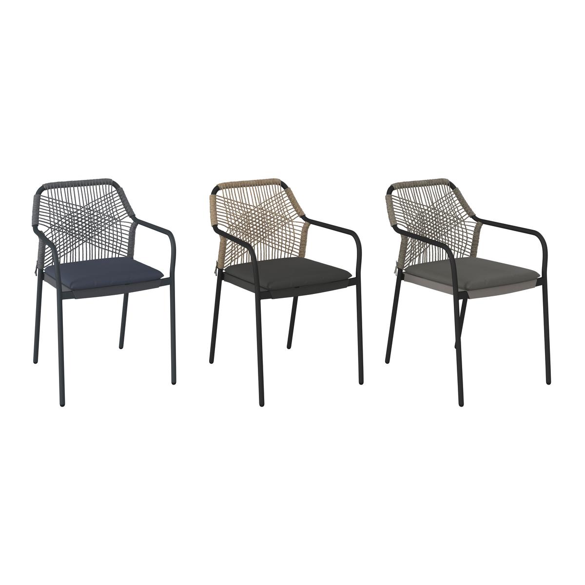 Gartensessel Isabella Metall/Kunststoff/Textil - Dunkelgrau, MODERN, Kunststoff/Textil (56/58/86cm) - Luca Bessoni