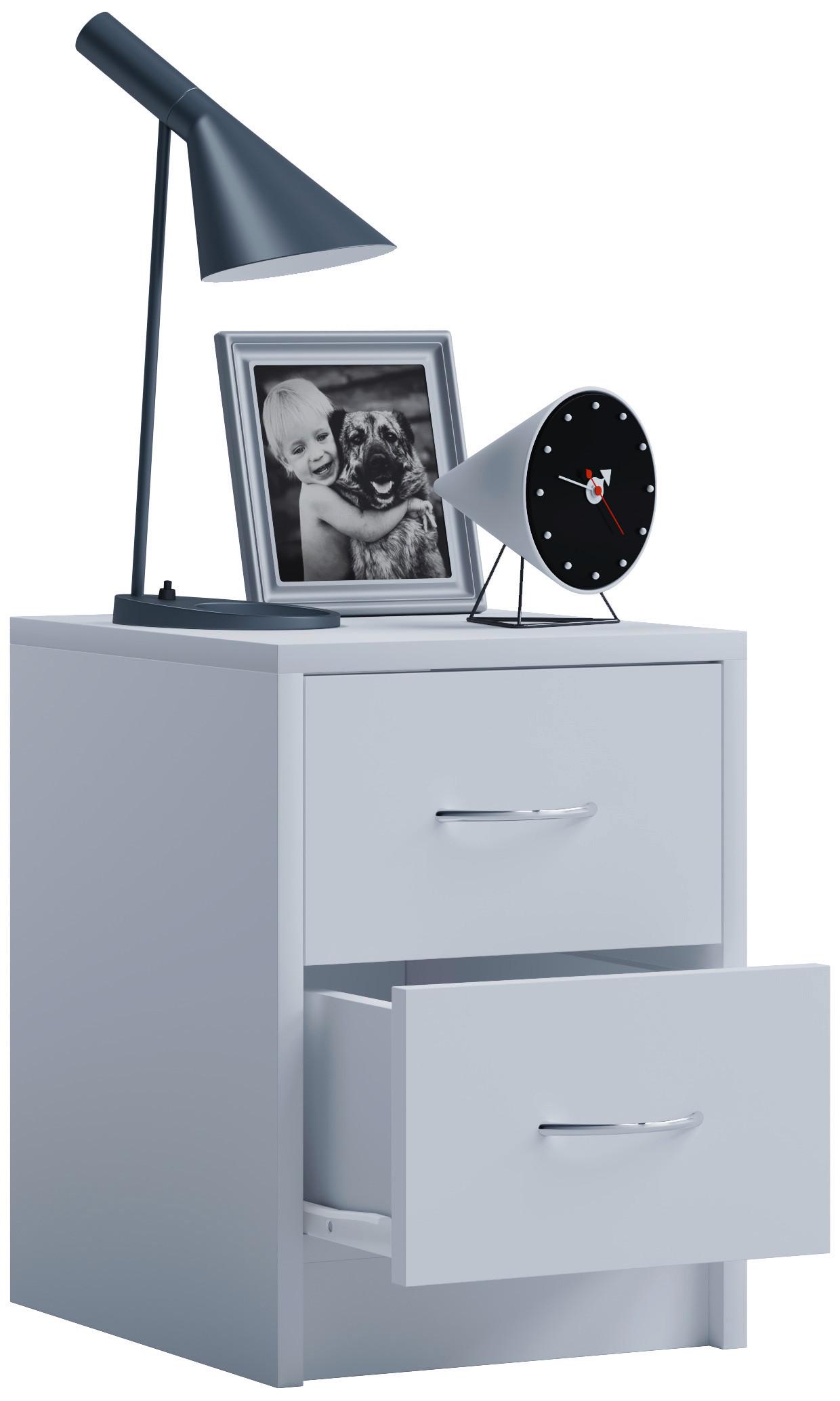 Nachtkästchen Weiß H: 40 cm Boxal Mini