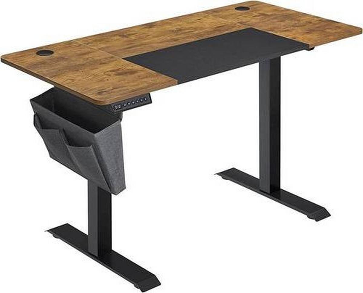 PC stôl IRON - hnedá/čierna, Basics, kov/kompozitné drevo (140/60/72-120cm) - Boxxx