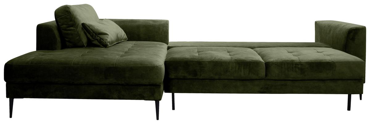 Eckschlafsofa Luzi - Dunkelgrün/Schwarz, MODERN, Textil (168/280cm) - Trendmanufaktur