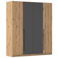 Kleiderschrank Safari B: 181 cm - Eiche Artisan/Grau, KONVENTIONELL, Holzwerkstoff (181/229/54cm)