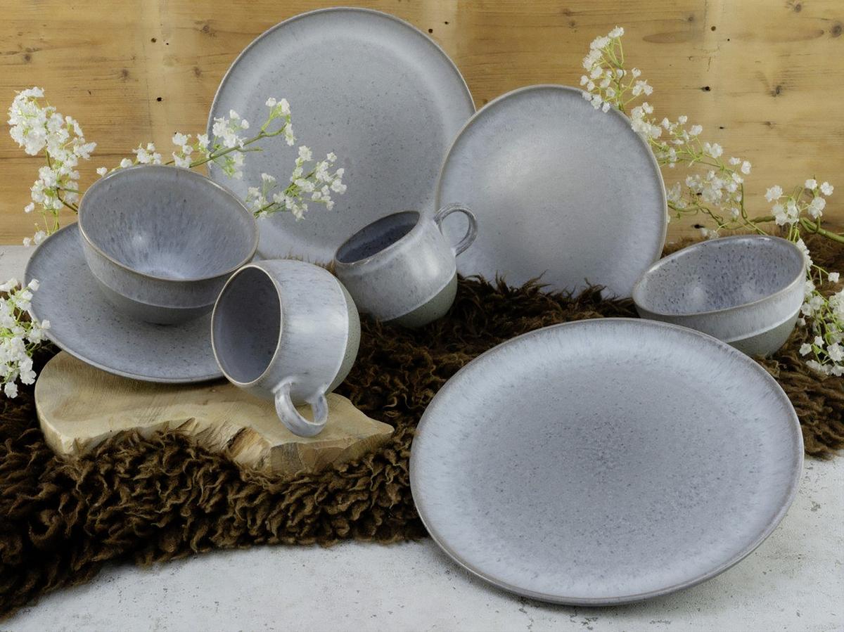 Kombiservice Keramik 4 Personen Geschirr Set - Grau, Trend, Keramik (53/32/33cm) - Creatable