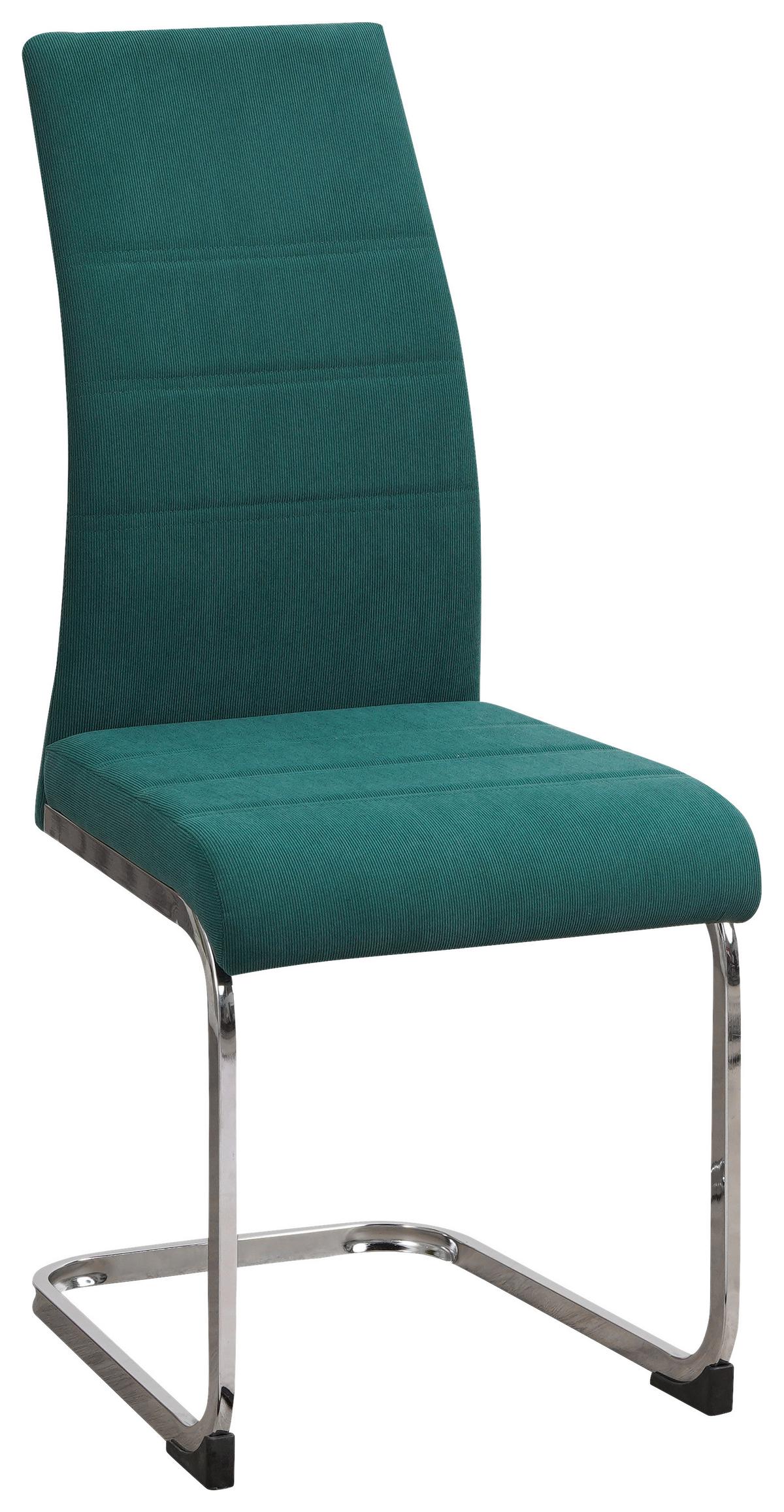 Schwingstuhl Donna Grün Gepolstert - Chromfarben/Grün, KONVENTIONELL, Textil/Metall (42/99/56cm)