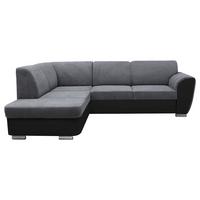 Ecksofa Mit Bettkasten Doris Rücken Echt Grau/schwarz - Silberfarben/Schwarz, Design, Textil (196/255cm) - MID.YOU