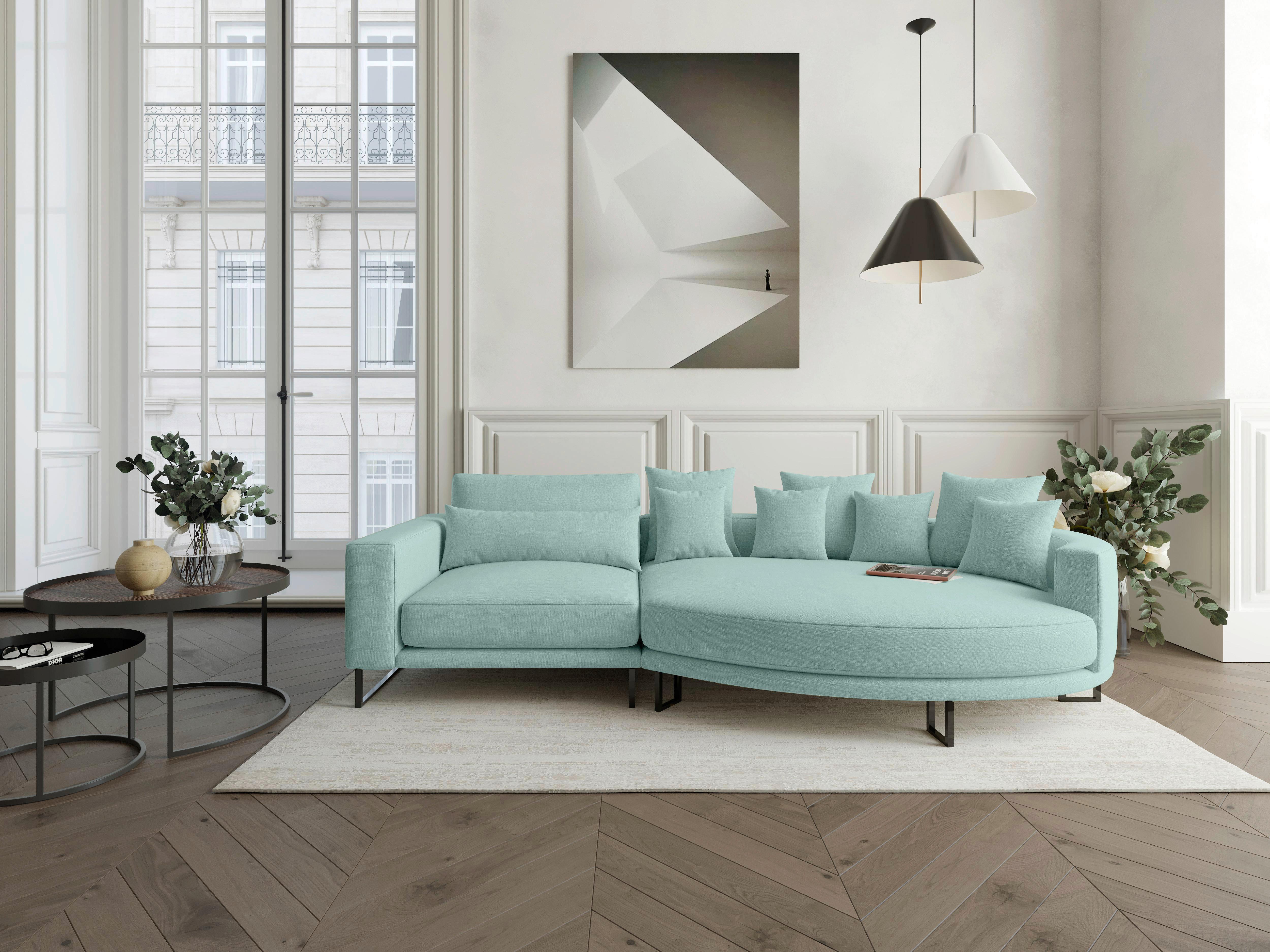 Bigsofa Natalia Türkis S: 283x150 Cm - Türkis/Schwarz, Design, Textil (283/150cm) - Livetastic