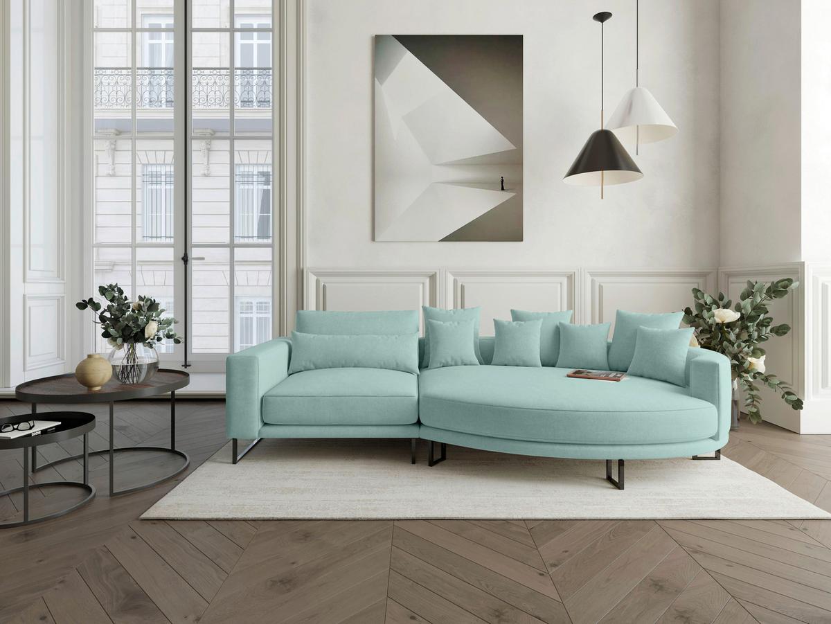 Bigsofa Natalia Türkis S: 283x150 cm - Türkis/Schwarz, Design, Textil (283/150cm) - Livetastic