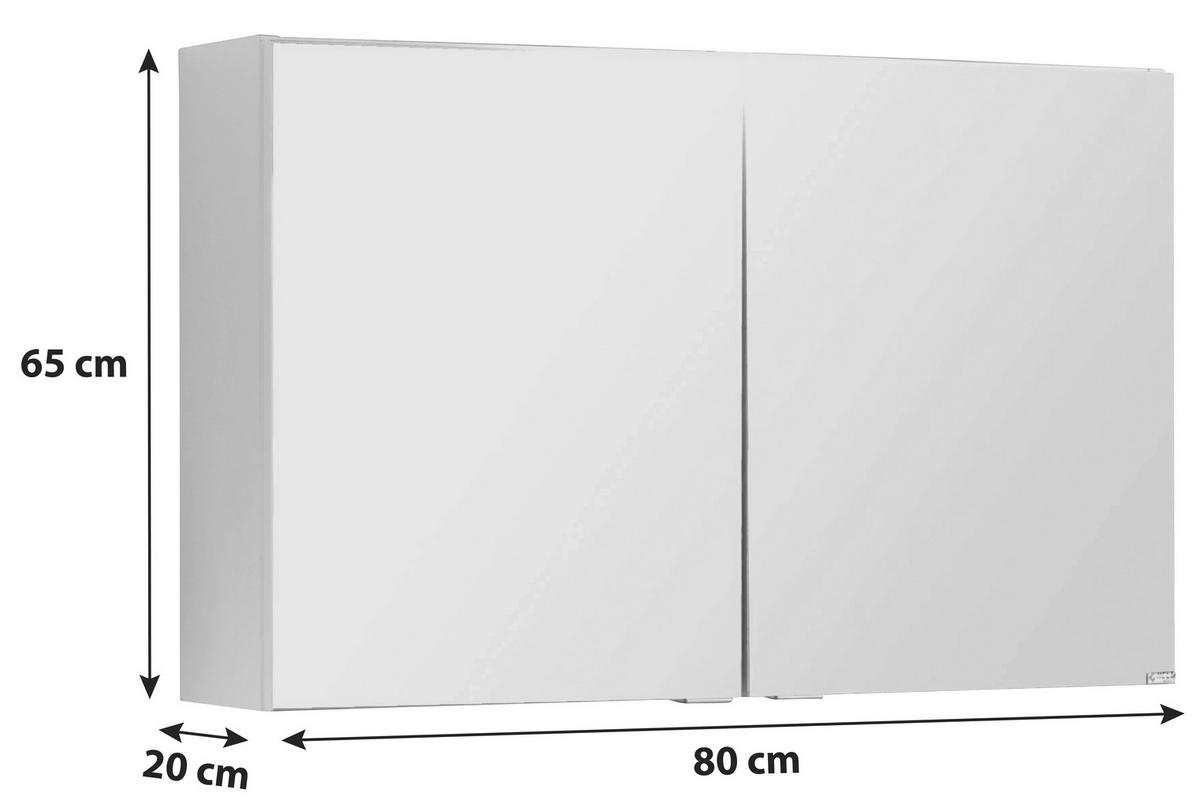 Spiegelschrank Siena mit Led 2-Türig B/H/T: 80x65x20cm Weiß - Weiß, MODERN, Holzwerkstoff (80/65/20cm) - Held