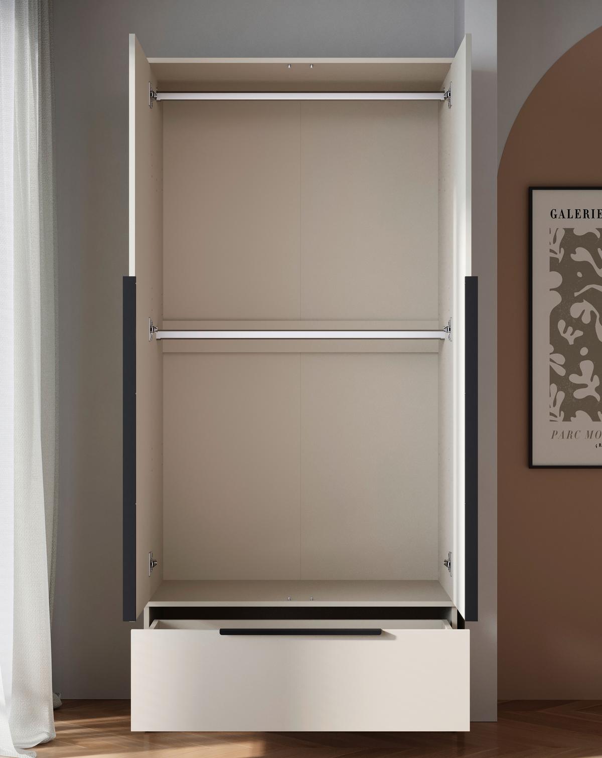 ŠATNÍ SKŘÍŇ SPIRIT - černá/kašmírová, Konvenční, kov/kompozitní dřevo (90,2/192,9/51cm) - P & B