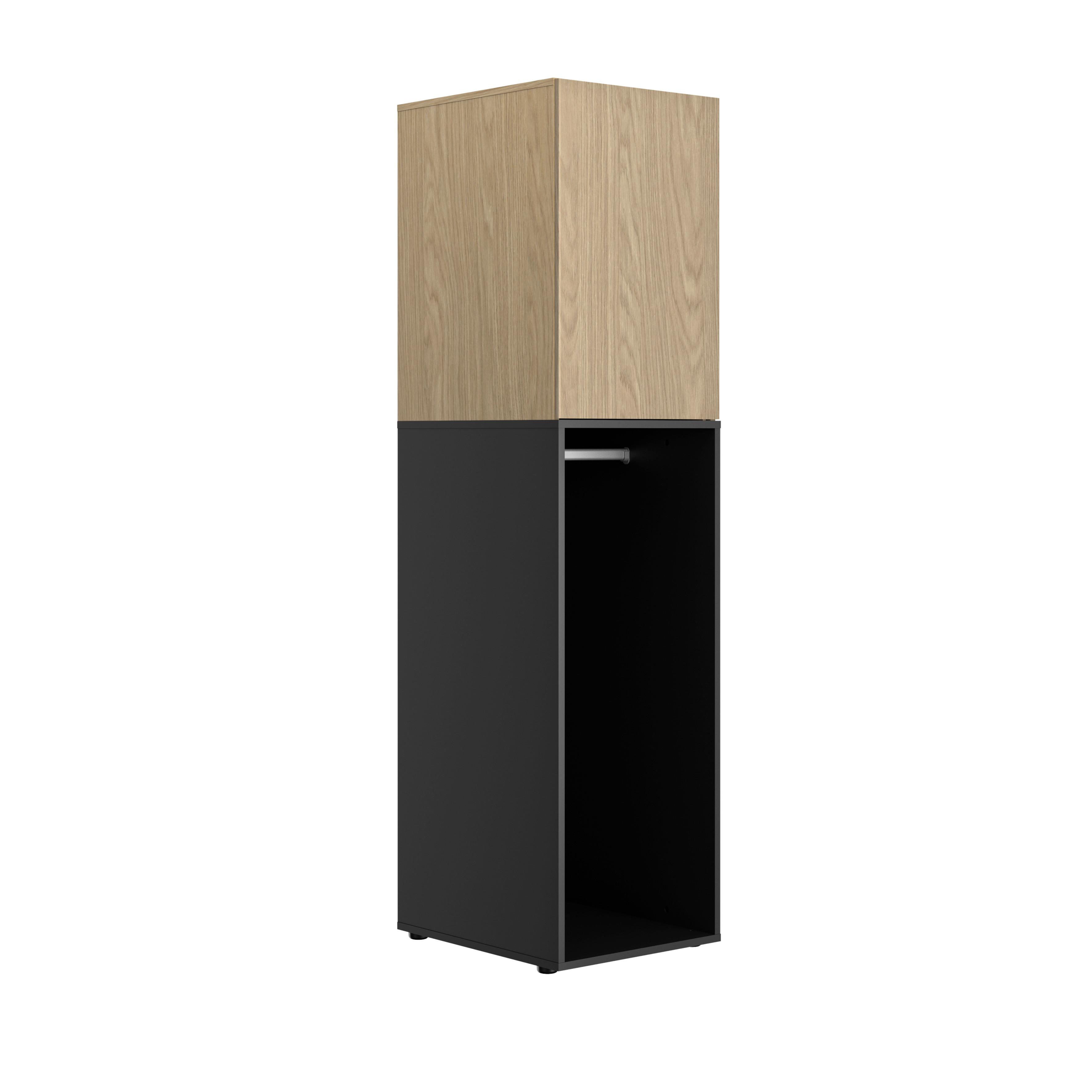 Kleiderschrank Nael 50 cm, Eichefarben/ Schwarz