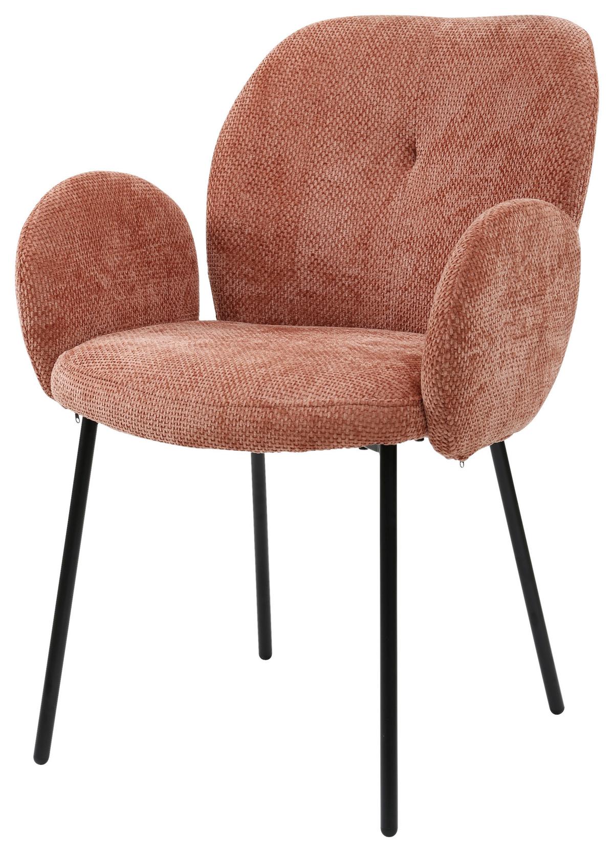 Židle s područkami Mara MARA - růžová/černá, Lifestyle, kov/dřevo (60/87/64cm) - Mömax