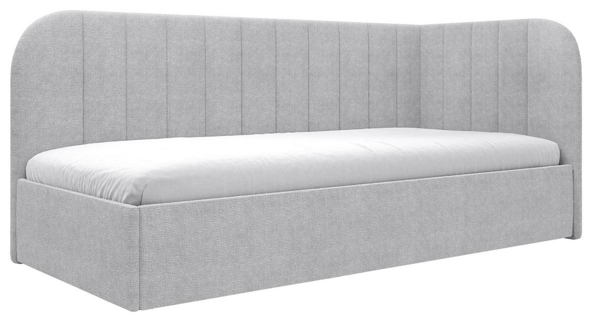 Polsterbett Millow Rechts Grau Lf: 90x200 Cm - Schwarz/Grau, MODERN, Holz/Holzwerkstoff (90/200cm) - MID.YOU