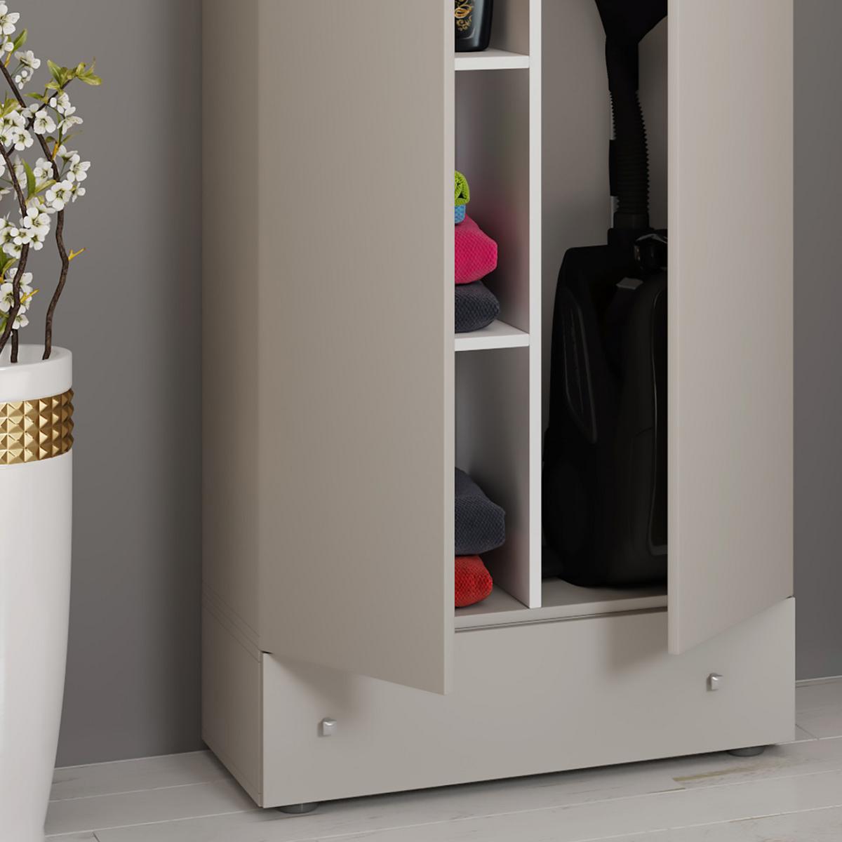 Mehrzweckschrank Lona Xxl Grau Stehend Bxh: 70x240 Cm - Grau, MODERN, Holzwerkstoff (70/240/39cm) - MID.YOU