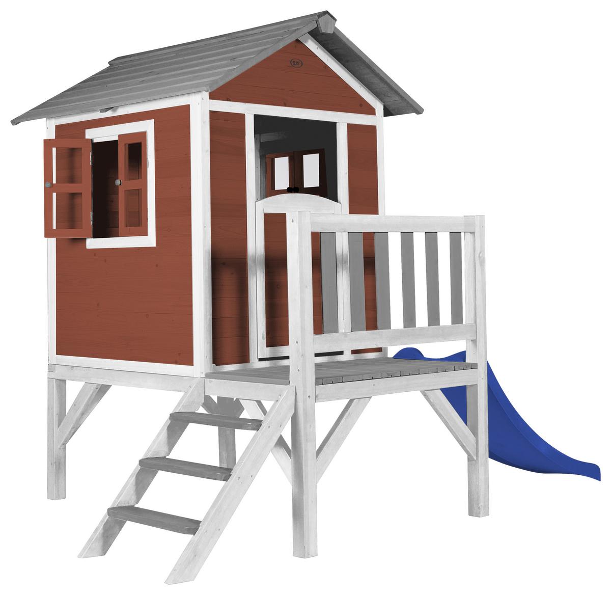 Spielhaus C050.002.35 - Blau/Rot, KONVENTIONELL, Holz/Kunststoff (240/189/167cm) - Ambia Garden