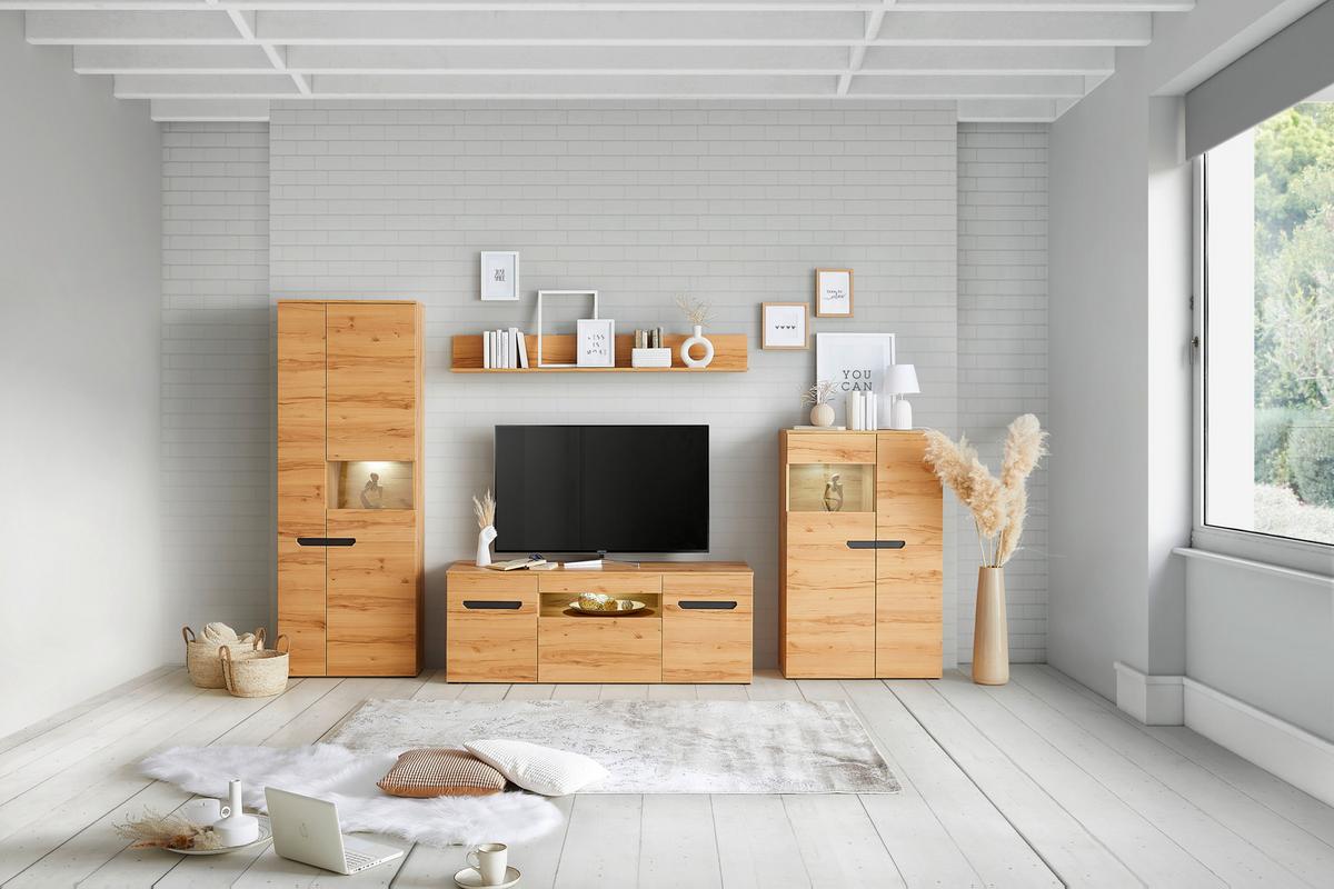 Vitrin Alana - Modern, faalapú anyag/Üveg (71,8/195,4/33cm)