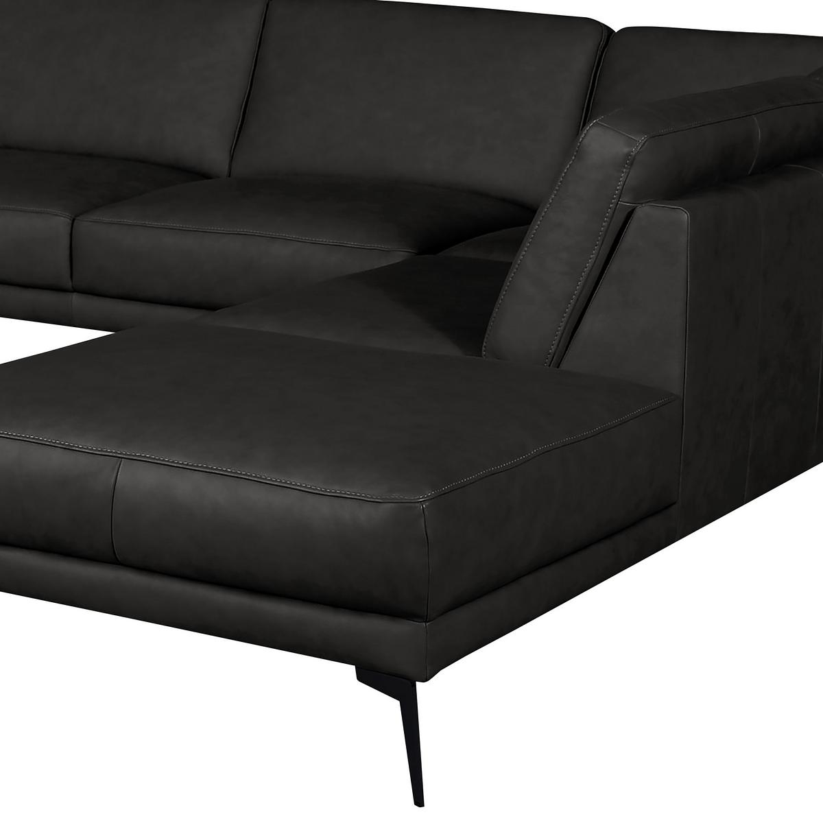 Ecksofa Spring, Schwarz S: 273x250 cm - Schwarz, Design, Leder (273/250cm) - Livetastic