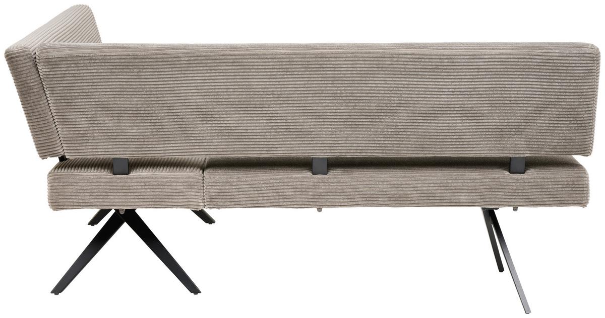 Eckbank Chios Cord Dunkelgrau, S: 190x150cm - Schwarz/Grau, KONVENTIONELL, Textil/Metall (190/150cm) - MID.YOU