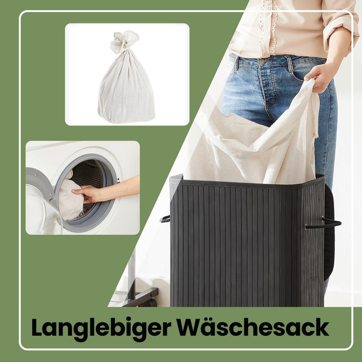 Wäschekorb Schwarz B: 40 Cm - Schwarz, Basics, Naturmaterialien/Holzwerkstoff (40/60/30cm)