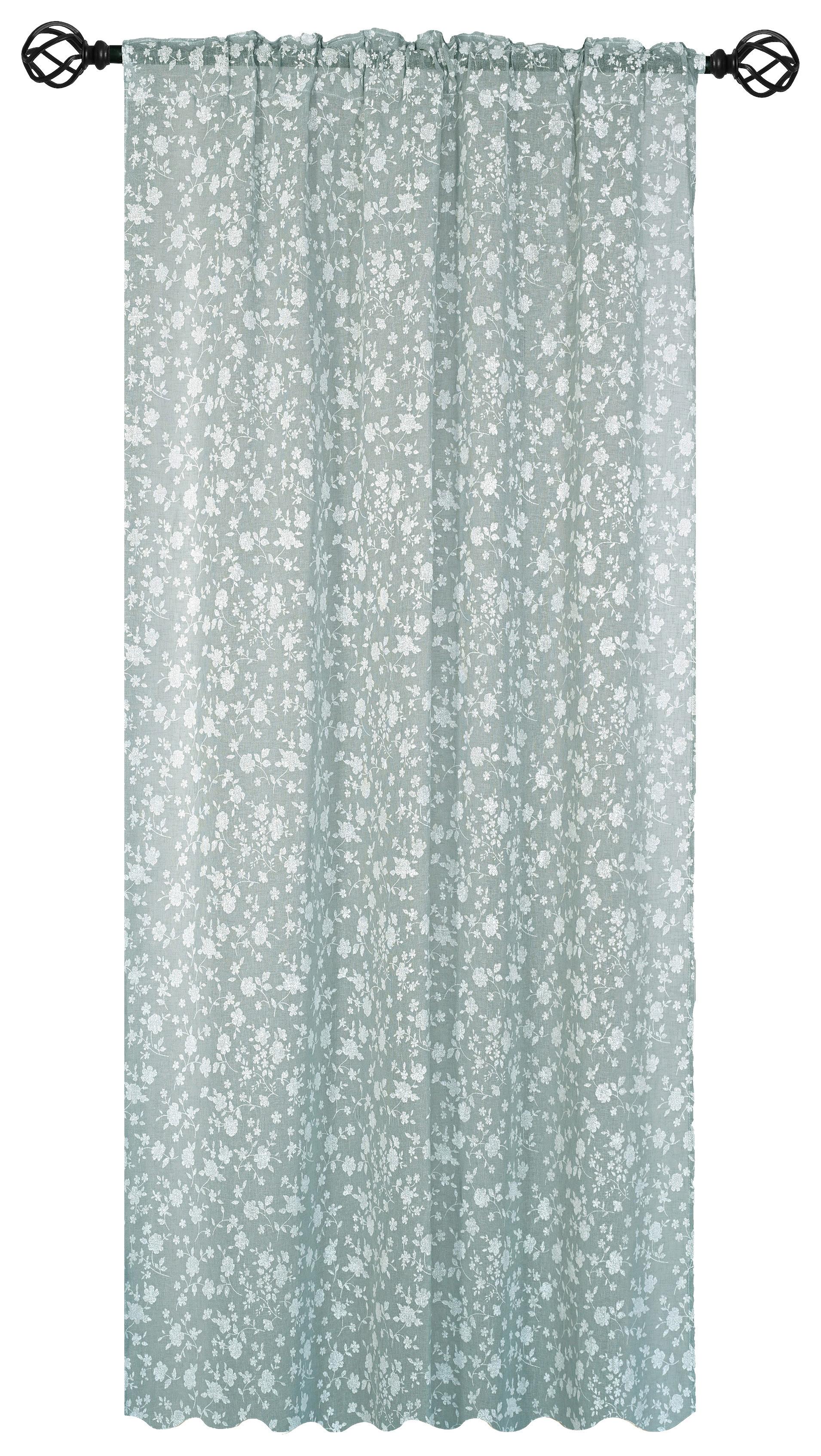 Fertigvorhang Irina - Mintgrün, ROMANTIK / LANDHAUS, Textil (140/245cm) - James Wood