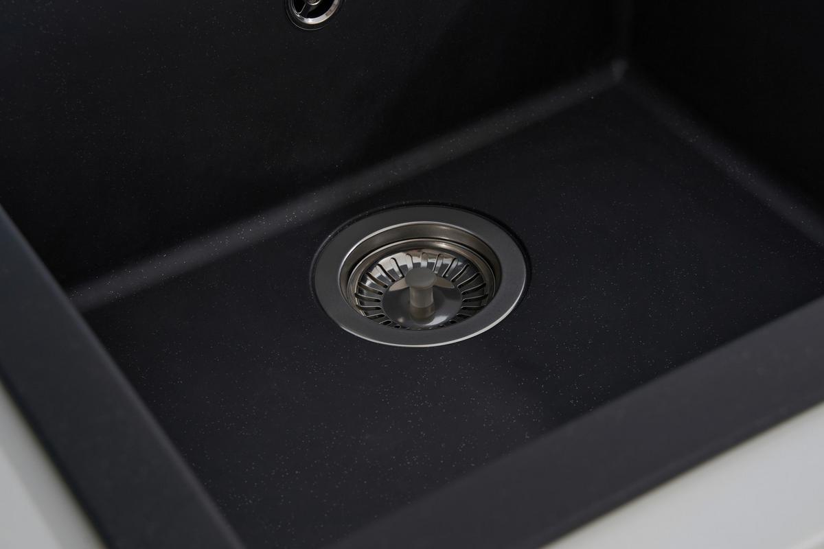 Spüle Respekta Ohio Kunsstein Bxt: 50x44 Cm - Schwarz, Trend, Glas/Kunststoff (50/19/44cm) - Respekta