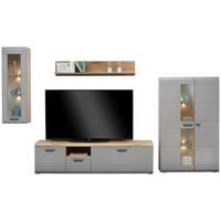 Wohnkombination Modern 4-tlg. Auris, Basalt/eiche Dekor - Grau, MODERN, Glas/Holzwerkstoff (325,3/204,2/49,6cm) - Luca Bessoni