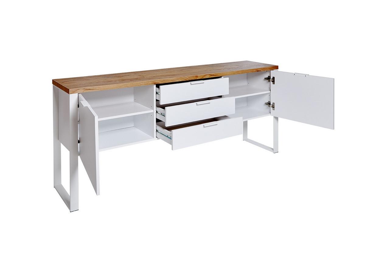 Sideboard Loop Sb 180 Eichefarben/weiß B: 180 Cm - Eichefarben/Weiß, KONVENTIONELL, Holzwerkstoff/Metall (180/76/40cm) - Livetastic