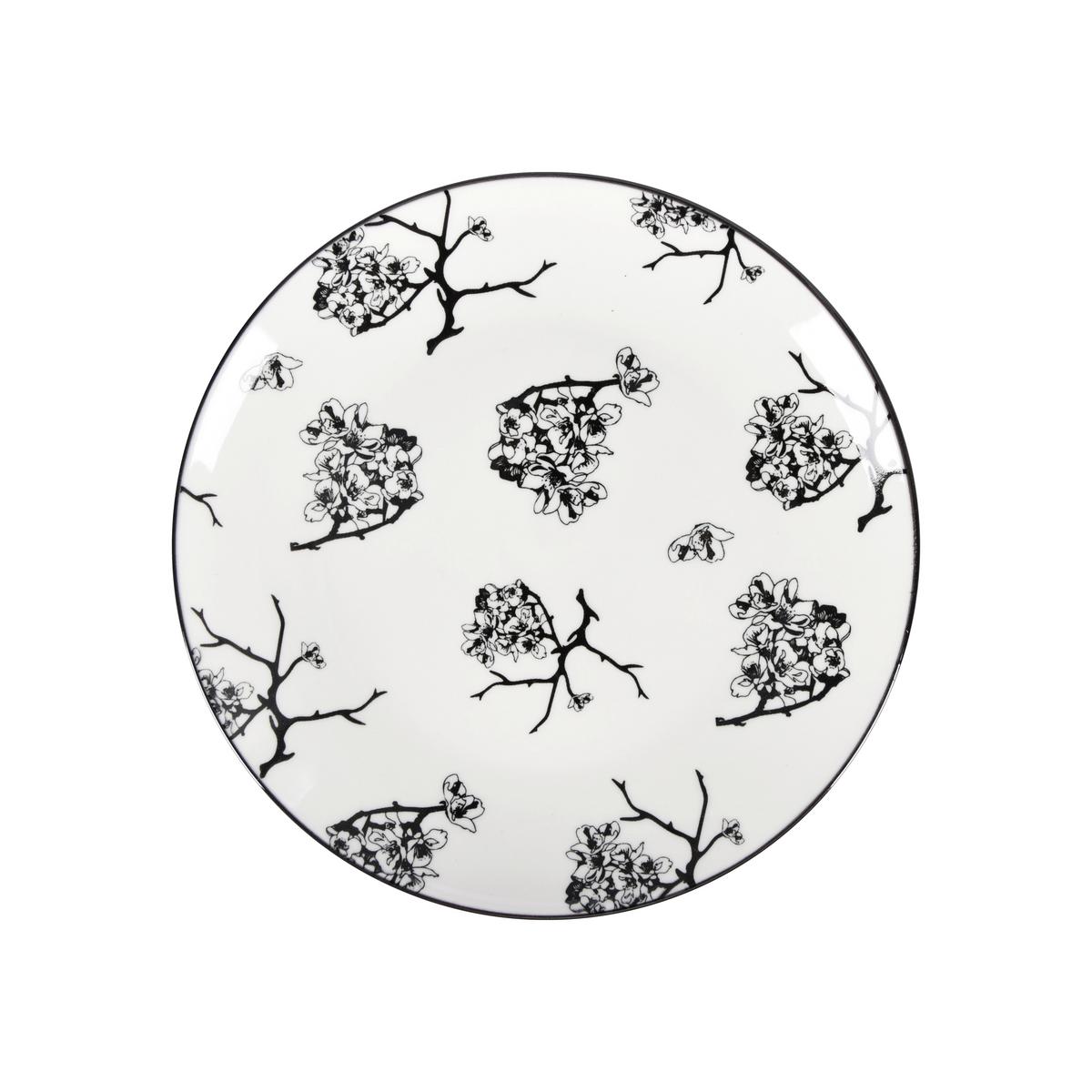 Dezertní talířek Shiva, Ø: 20,4cm - bílá/černá, Lifestyle, keramika (20,4/2,5cm) - Mömax