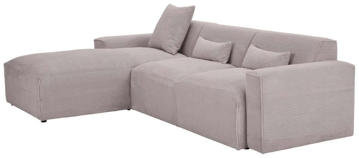 Ecksofa Mit Zierkissen Pearl Taupe 196x303 Cm - Taupe/Schwarz, Design, Textil (196/303cm) - Livetastic