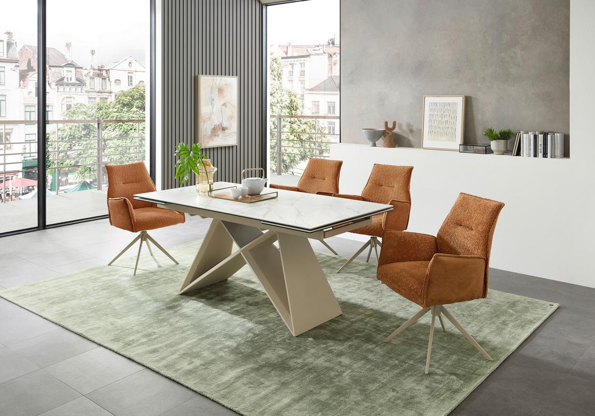 Jedálenský stôl keramika 180-260x90cm - biela/béžová, Modern, kov/keramika (180-260/76/90cm) - MID.YOU