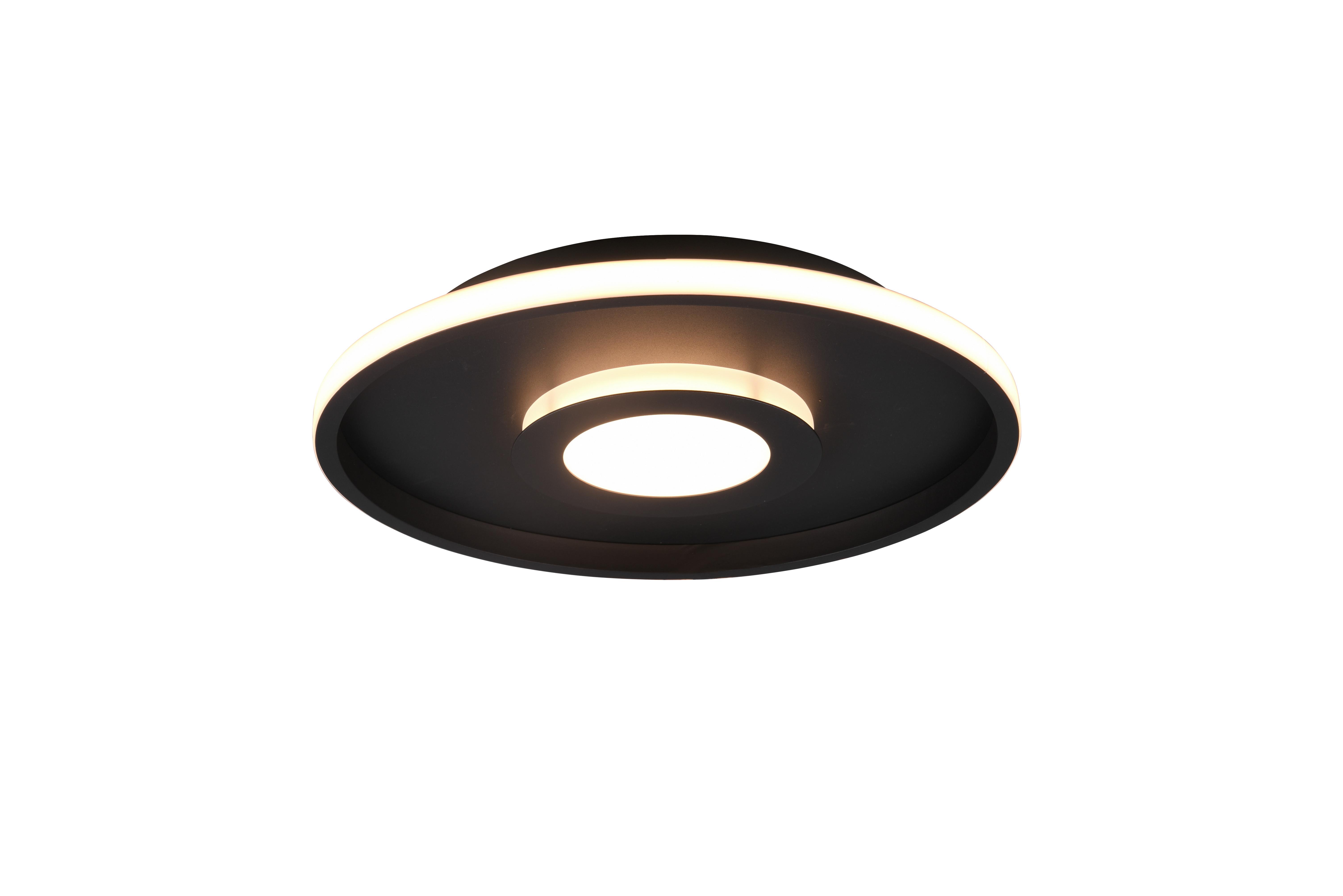 LED-Deckenleuchte Ø 40 cm, 1-Flammig, 3-Fach Schaltbar - Schwarz, Design, Kunststoff/Metall (40/6,8cm) - Trio Leuchten