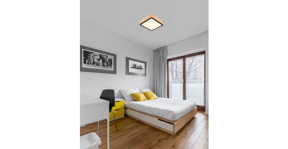 LED-Deckenleuchte Kida L: 27 cm, 1-Flammig mit Holz - Schwarz/Naturfarben, MODERN, Holz/Kunststoff (27/27/8cm) - Luca Bessoni