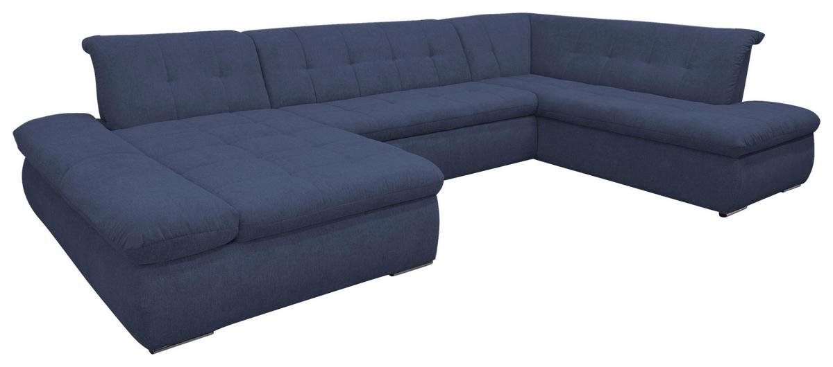 Wohnlandschaft Moric Mit Schlaffunktion Dunkelblau - Chromfarben/Dunkelblau, KONVENTIONELL, Textil (172/353/216cm) - MID.YOU